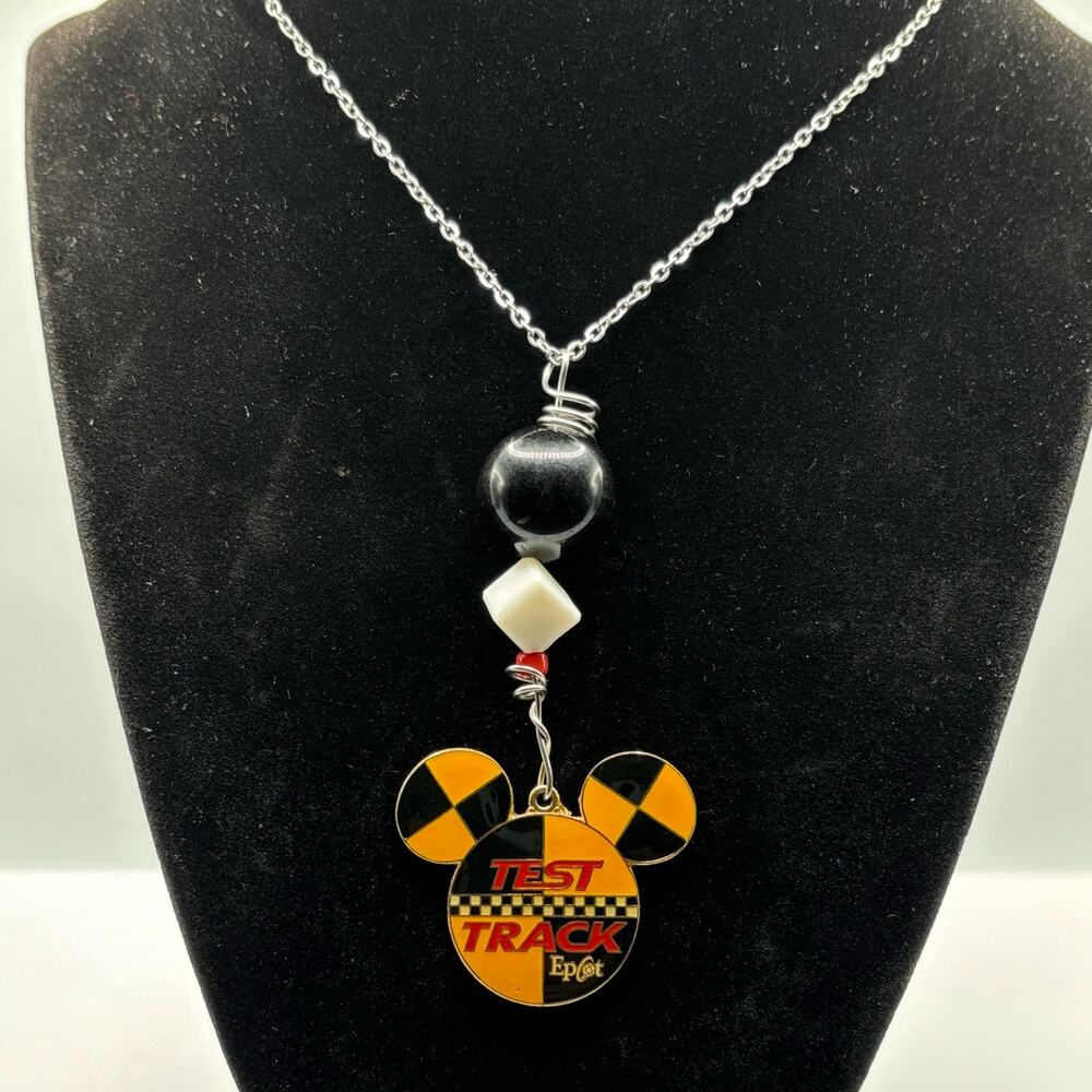 90s Orange Disney Test Track Necklace